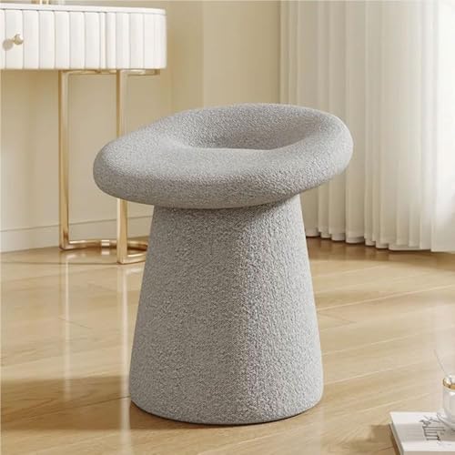 QAZXDRFG Runder Ottoman-Hocker mit weich gepolsterter Sitzfläche, Fußstütze, Ottoman-Kosmetikstuhl, Schuhwechselhocker für das Wohnzimmer, langlebig (grau) von QAZXDRFG