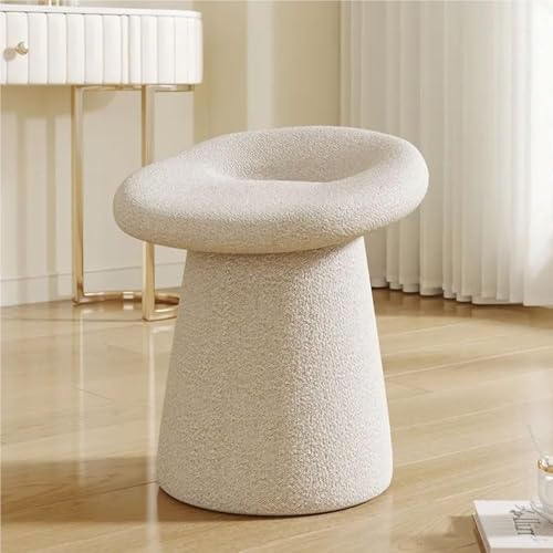 QAZXDRFG Runder Ottoman-Hocker mit weich gepolsterter Sitzfläche, Fußstütze, Ottoman-Schminkstuhl, Schuhwechselhocker für das Wohnzimmer, langlebig (weiß) von QAZXDRFG