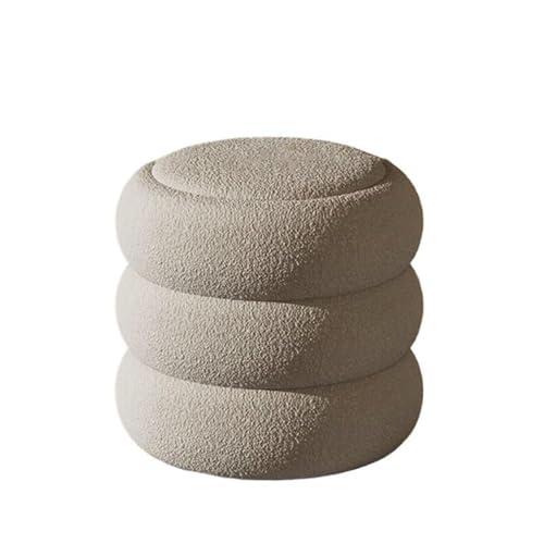 QAZXDRFG Runder Pouf-Hocker, Moderne Fußstütze, Schuhwechselhocker, Schminkstuhl, Ottomane mit gepolsterter Sitzfläche für das Wohnzimmer, langlebig (grau, 32,3 x 30 cm) von QAZXDRFG
