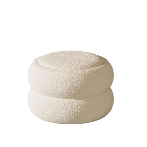 QAZXDRFG Runder Pouf-Hocker, Moderne Fußstütze, Schuhwechselhocker, Schminkstuhl, Ottomane mit gepolsterter Sitzfläche für das Wohnzimmer, langlebig (weiß, 32,3 x 22,1 cm) von QAZXDRFG