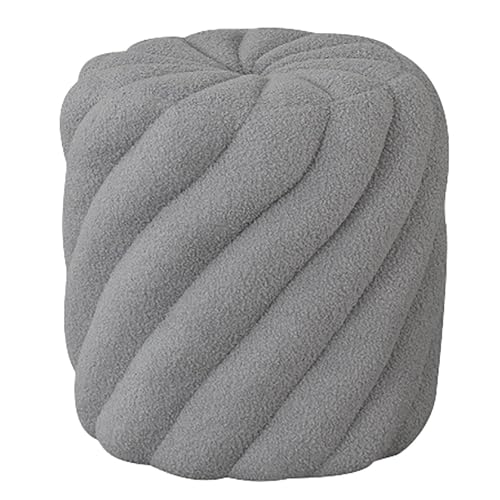 QAZXDRFG Runder osmanischer moderner Schminkhocker, Schminkhocker, Fußhocker, Frisiertischstuhl für Ankleidezimmer, Wohnzimmer, langlebig (grau) von QAZXDRFG