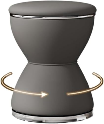 QAZXDRFG Sanduhrförmiger, um 360° drehbarer Schminkhocker aus PU-Leder, runder Ottoman für das Wohnzimmer, Schminkzimmer, langlebig (grau) von QAZXDRFG