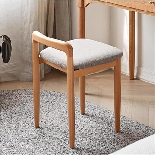 QAZXDRFG Schminkhocker aus Holz mit Kleiner Rückenlehne, Kleiner quadratischer Schminkstuhl, Schreibtischstühle, Freizeithocker für das Wohnzimmer, praktisch von QAZXDRFG