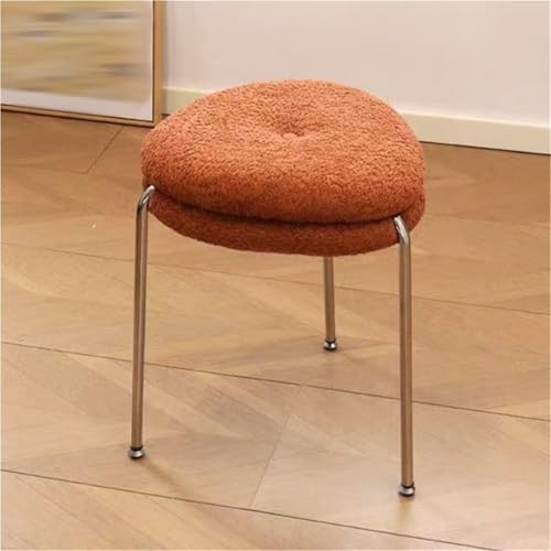 QAZXDRFG Schminkhocker mit Metallrahmen, moderner Schminkstuhl, stapelbarer Kleiner Hocker für das Wohnzimmer, Ankleidezimmer, langlebig (Orange) von QAZXDRFG