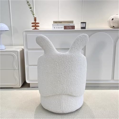 QAZXDRFG Schminkhocker mit kaninchenförmiger Rückenlehne, bequemer Schminkstuhl, Ottomane für Ankleidebereiche, Akzentstück im Wohnzimmer, langlebig (weiß) von QAZXDRFG