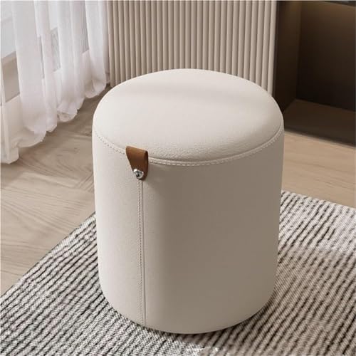 QAZXDRFG Schminkstuhl Pouf Ottoman Drehbare Fußstütze Ottomanen Schminkhocker für Wohnzimmer Eingangsbereich Wohnung Langlebig (Weiß) von QAZXDRFG