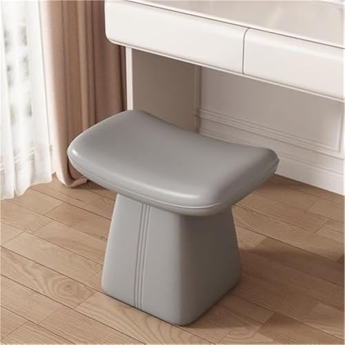 QAZXDRFG Schminkstuhl mit Holzrahmen, Schminkhocker, Ankleide-/Esszimmerstuhl, Lederpolster, Schminkbank für das Wohnzimmer, praktisch (grau) von QAZXDRFG