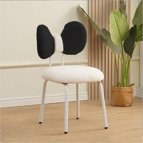 QAZXDRFG Schminkstuhl mit Schleifenrückenlehne, drehbarer Schminkstuhl, niedlicher Schminkhocker mit Metallbeinen, Frisiertischhocker für Ankleidezimmer, praktisch (schwarz) von QAZXDRFG