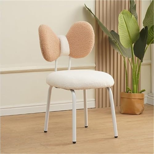 QAZXDRFG Schminkstuhl mit Schleifenrückenlehne, drehbarer Schminkstuhl, süßer Schminkhocker mit Metallbeinen, Frisiertischhocker für das Ankleidezimmer, praktisch (gelb) von QAZXDRFG