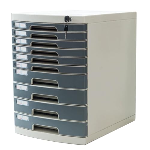 QAZXDRFG Schreibtisch-Aktenschrank, mehrschichtiger Kunststoff-Aufbewahrungs-Organizer für Dokumente, Klassifizierung, kleiner Aktenschrank mit sicheren Schubladen (10 Ebenen) von QAZXDRFG