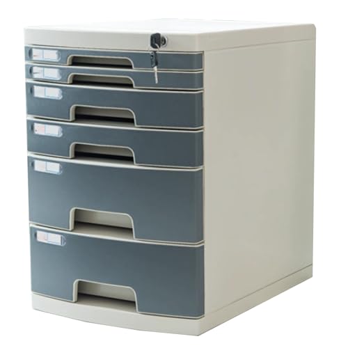 QAZXDRFG Schreibtisch-Aktenschrank, mehrschichtiger Kunststoff-Aufbewahrungs-Organizer für Dokumente, Klassifizierung, kleiner Aktenschrank mit sicheren Schubladen (6 Ebenen) von QAZXDRFG