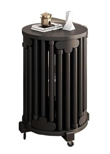 QAZXDRFG Stapelbarer Beistelltisch aus Holz mit mobiler Basis, runder, einfacher Esszimmerstuhl, 6er-Set, Moderne Mehrzweckhocker für das Wohnzimmer, praktisch (schwarz) von QAZXDRFG