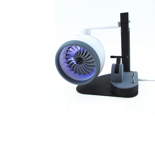 QAZXDRFG Turbofan Modell-Kit mit Motor, kreativer Turbo-Lüfter 2-in-1 mit Spray und Luftbefeuchter, rote Schwanzlichter, verstellbarer Desktop-Luftkühler für Home Office Blue von QAZXDRFG