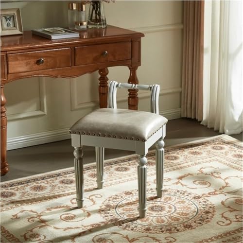 QAZXDRFG Vielseitiger gepolsterter Fußhocker, Ankleidestuhl aus Leder, osmanischer Schminkstuhl für das Wohnzimmer, Ankleidezimmer, langlebig (grau) von QAZXDRFG