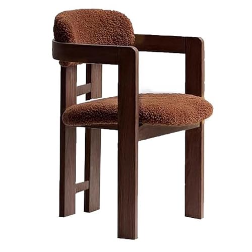 QAZXDRFG Vintage-Esszimmerstuhl mit Armlehnen und Rückenlehnen, Küchenstuhl, Sessel, Büro-Lesestühle für Wohnzimmer, Esszimmer, langlebig (braun) von QAZXDRFG