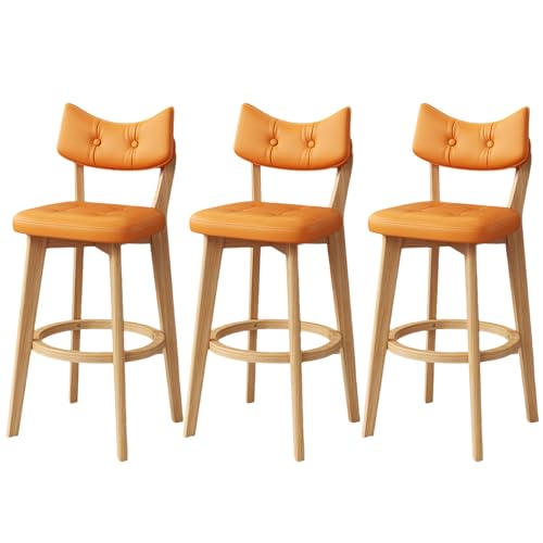 Stück gepolsterte Barhocker, ergonomische moderne Thekenhocker mit quadratischer Rückenlehne und dickem Kissen, leicht zu verstauende Barstühle ohne Armlehnen mit Hartholzrahmen für Kücheninsel, von QAZXDRFG