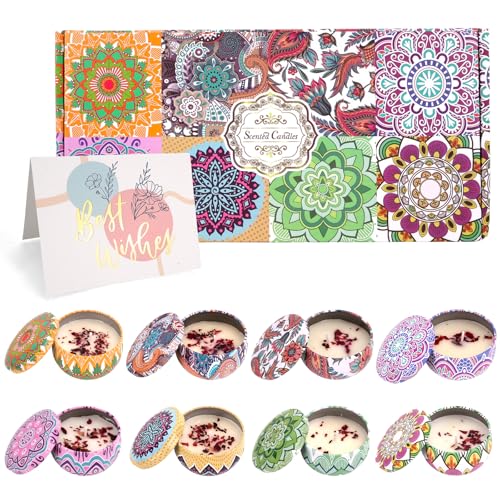 Duftkerzen Geschenkset Für Frauen, 8 Stück Duftkerze, Kerzen Entspannung Geschenk Für Frauen, Sojawachs Kerze Set Für Muttertag, Weihnachten, Geburtstag, Valentinstag, Bad, Yoga (8 Stüick Duftkerzen) von QBEJIME