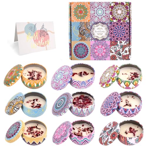 Duftkerzen Geschenkset Für Frauen, 9 Stück Duftkerze, Kerzen Entspannung Geschenk Für Frauen, Sojawachs Kerze Set Für Muttertag, Weihnachten, Geburtstag, Valentinstag, Bad, Yoga (9 Stüick Duftkerzen) von QBEJIME