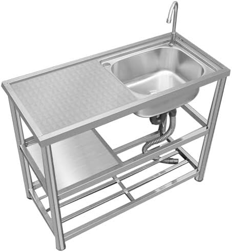 QBGJDOGE Edelstahl-Mehrzweckspüle, Spülbecken-Set for den Außenbereich, langlebige Küchenspüle, perfekt for den Außenbereich, strapazierfähig(90 * 45 * 80cm/34 * 17.7 * 35in) von QBGJDOGE