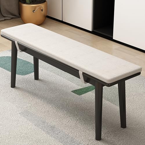 QBGJDOGE Essbank, Holzbank mit gepolsterter Sitzfläche, Eingangsbank mit Abgerundeter Ecke, Bauernhaus-Holzbank for Küche, Wohnzimmer, Schlafzimmer, Bank am Bettende(Black,80cm/31.4in) von QBGJDOGE