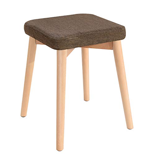 QBGJDOGE Esstischhocker aus Massivholz, Schminkhocker, modischer Wickelhocker, quadratischer Hocker, Wohnzimmerstuhl, kleiner Hocker aus Stoff, kreative Bank (Braun) von QBGJDOGE
