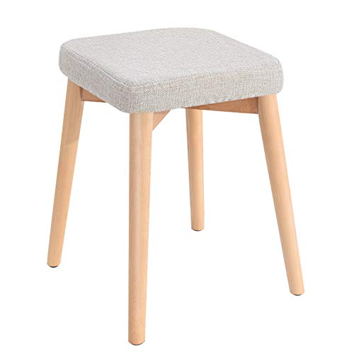 QBGJDOGE Esstischhocker aus Massivholz, moderner Hocker zum Wechseln von Schuhen, quadratischer Hocker, Wohnzimmerstuhl, kleiner Stoffhocker, kreativ, Grau von QBGJDOGE