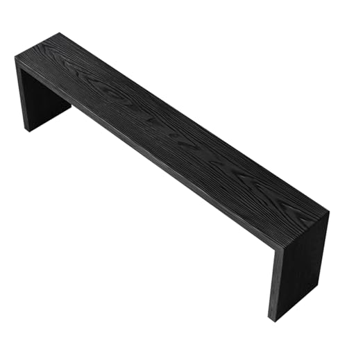 QBGJDOGE Esszimmerbank, Schwarze Holzbank, Bauernhaus-Holzbank mit rutschfesten Fußpolstern, Eingangsbank mit abgerundeten Ecken, Küchenbank for Wohnzimmer, Flur, Schlafzimmer(80cm/31.4in) von QBGJDOGE