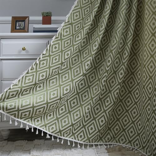 QBGJDOGE Geometrische Halbverdunkelungsvorhänge for Schlafzimmer, Wohnzimmer, grün gestreifte Stickerei, Bauernhaus, böhmische Fensterbehandlung mit Quaste, Leinenvorhänge, Stangentasche(132x244cm) QBGJDOGE Geometrische Halbverdunkelungsvorhänge for Schlafzimmer, Wohnzimmer, grün gestreifte Stickerei, Bauernhaus, böhmische Fensterbehandlung mit Quaste, Leinenvorhänge, Stangentasche(132x244cm) von QBGJDOGE