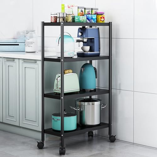 QBGJDOGE Küchenregal mit feststellbarem Rad, mehrschichtiger Hochleistungs-Rollwagen aus Metall for Badezimmer und Wohnzimmer(4 Tier,40CM) von QBGJDOGE