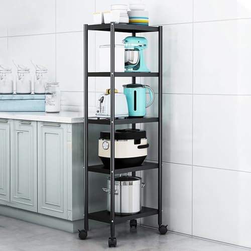QBGJDOGE Küchenregal mit feststellbarem Rad, mehrschichtiger Hochleistungs-Rollwagen aus Metall for Badezimmer und Wohnzimmer(4 Tier,45CM) von QBGJDOGE