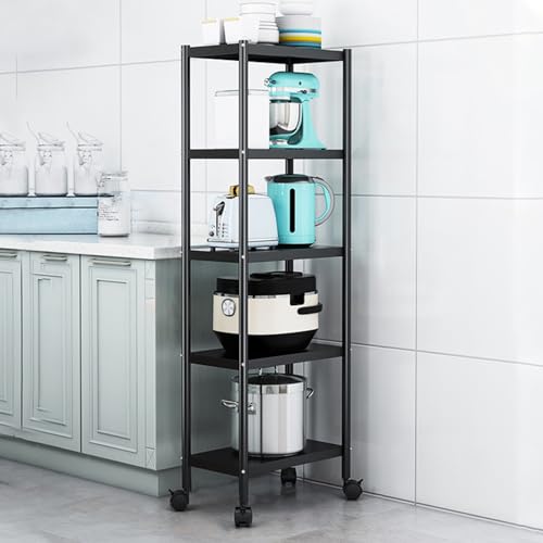 QBGJDOGE Küchenregal mit feststellbarem Rad, mehrschichtiger Hochleistungs-Rollwagen aus Metall for Badezimmer und Wohnzimmer(4 Tier,50CM) von QBGJDOGE