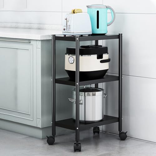 QBGJDOGE Küchenregal mit feststellbarem Rad, mehrschichtiger Hochleistungs-Rollwagen aus Metall for Badezimmer und Wohnzimmer(5 Tier,40CM) von QBGJDOGE