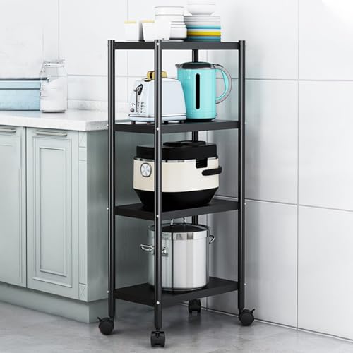 QBGJDOGE Küchenregal mit feststellbarem Rad, mehrschichtiger Hochleistungs-Rollwagen aus Metall for Badezimmer und Wohnzimmer(5 Tier,45CM) von QBGJDOGE