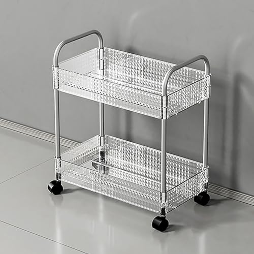 QBGJDOGE Rollwagen for die Küche, schmaler Allzweckwagen mit 2/3/4 Ebenen und feststellbaren Rädern, Aufbewahrungswagen for Haustiere for Schlafzimmer und Badezimmer(21.5cm,2 Tier) von QBGJDOGE