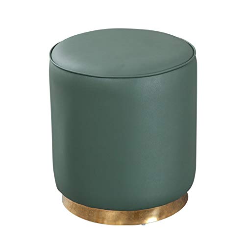 QBGJDOGE Runder gepolsterter Ottoman, Frisiertischhocker aus Leder/Schminktischhocker/Stuhl/gepolsterte Bank/Klavierstuhl/Schuhwechselhocker/Sitzhocker/Fußstütze(Green,36X40cm) von QBGJDOGE