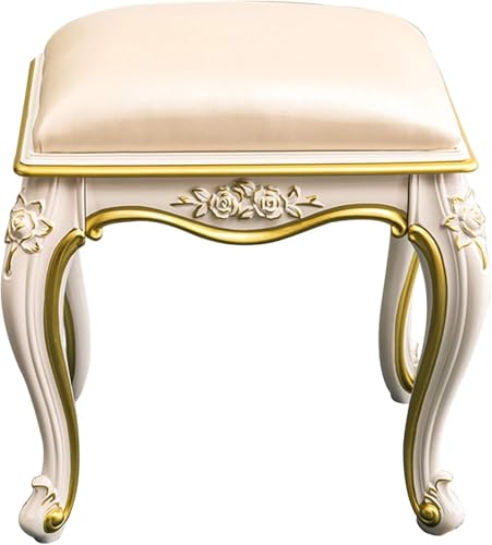 QBGJDOGE Schminkhocker, großer Frisiertischhocker, quadratischer Stoffhocker, Schuhwechselbank, gepolsterter Stuhl, gepolsterter Hocker, Ottomane(C,Trace Gold) von QBGJDOGE