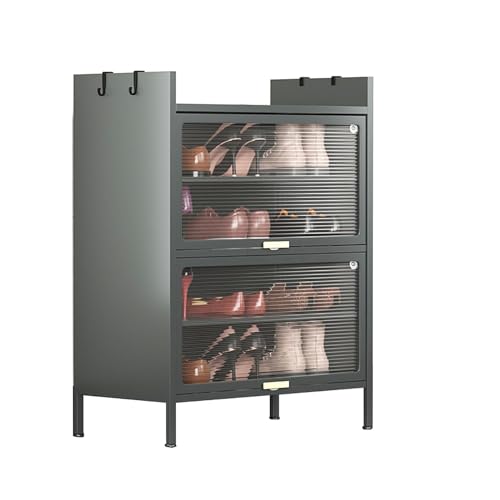 QBGJDOGE Schuhschränke Schuhschrank aus Stahl for Zuhause, Schuhregal for den Eingangsbereich, mehrstöckiger Schuhkarton, Bodenregal, mehrstöckiger Lagerschrank mit großer Kapazität(A,60cm*32cm*80cm) von QBGJDOGE