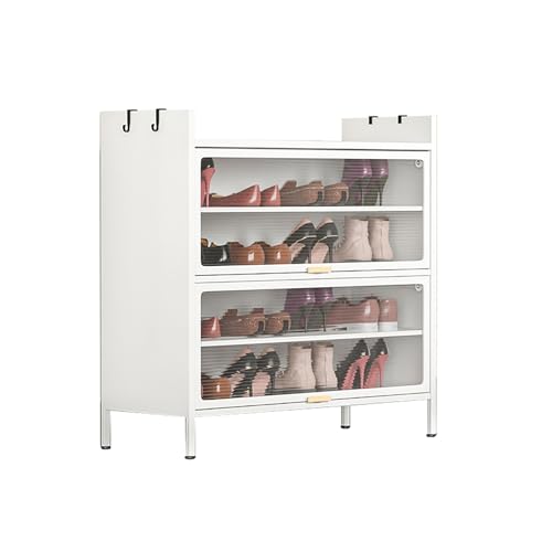QBGJDOGE Schuhschränke Schuhschrank aus Stahl for Zuhause, Schuhregal for den Eingangsbereich, mehrstöckiger Schuhkarton, Bodenregal, mehrstöckiger Lagerschrank mit großer Kapazität(B,80cm*32cm*80cm) von QBGJDOGE