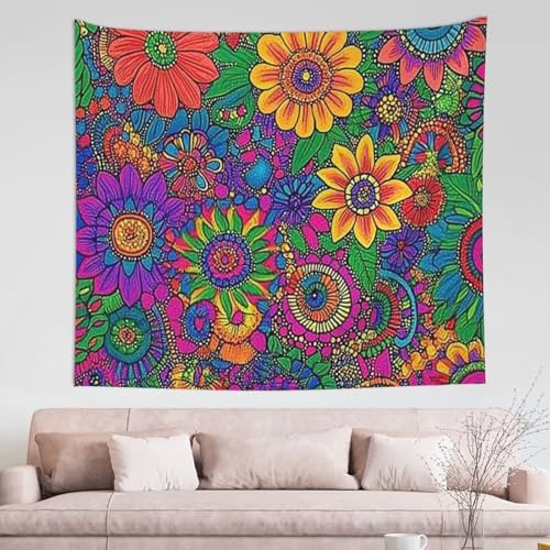 QBGJDOGE Tapisserie-Wandbehang, farbige Blütenblätter, 76,2 x 91,4 cm, Poster, Wandteppiche, Hippie-Tapisserie, ästhetischer Wandbehang, Stoff, Kunstdruck for Festival, Party, Zuhause, Schlafzimmer, W von QBGJDOGE