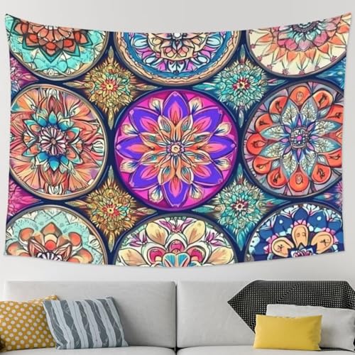 QBGJDOGE Wandteppich, Mandala-Druck, 183 x 233 cm, Poster, Wandteppiche, Hippie-Wandteppich, ästhetischer Wandbehang, Stoff, Kunstdruck for Festival, Party, Zuhause, Schlafzimmer, Wohnzimmer, Wohnheim von QBGJDOGE