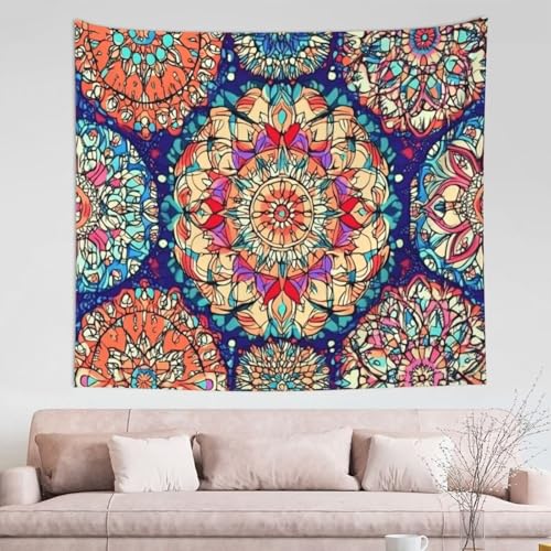 QBGJDOGE Wandteppich, Wandbehang, Farbe Mandala, 61 x 81 cm, Poster, Wandteppiche, Hippie-Wandteppich, ästhetischer Wandbehang, Stoff, Kunstdruck for Festival, Party, Zuhause, Schlafzimmer, Wohnzimmer von QBGJDOGE