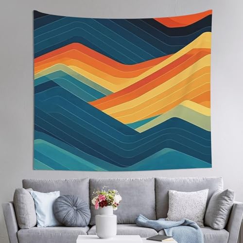 QBGJDOGE Wandteppich, abstrakte Farblinien, 183 x 254 cm, Poster, Wandteppiche, Hippie-Wandteppich, ästhetischer Wandbehang, Stoff, Kunstdruck for Festival, Party, Zuhause, Schlafzimmer, Wohnzimmer, W von QBGJDOGE