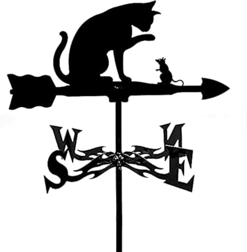 Wetterfahne mit Pfeilen, Ornament, Gartenspieß, Windrichtung, Messwerkzeug, professionell, Garten, Hof, einfach zu verwenden, Dekoration (Cats und Mice) von QBGJDOGE