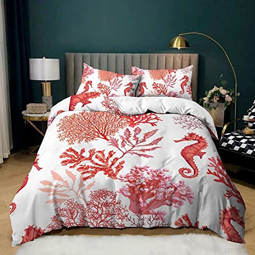 Bettwäsche 135x200 Rote Koralle Bettbezug 135x200 mit Reißverschluss - Warme Flauschige Weiche Allergiker Mikrofaser Bettwäsche + 2 Kopfkissenbezug 80x80 cm(Größe kann geändert Werden) von QBIDCSX