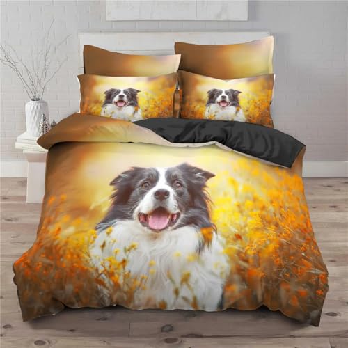 Bettwäsche 220x240 Mikrofaser - Bettwäsche-Sets 220x240 Border Collie Bettwäsche-Sets mit Reißverschluss Schließung für Kinder Mädchen Weicher Mikrofaser Bettbezug + 2 Kopfkissenbezug 80x80 cm Bettwäsche 220x240 Mikrofaser - Bettwäsche-Sets 220x240 Border Collie Bettwäsche-Sets mit Reißverschluss Schließung für Kinder Mädchen Weicher Mikrofaser Bettbezug + 2 Kopfkissenbezug 80x80 cm von QBIDCSX