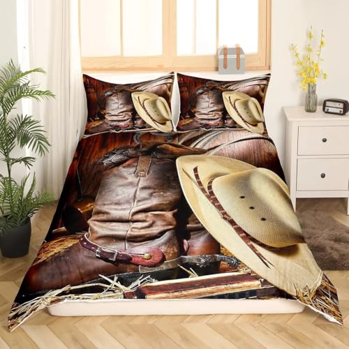 QBIDCSX Bettwäsche 135x200 Cowboy Kinderbettwäsche Bettwäsche-Sets für Kinder Mädchen, Weiche Mikrofaser Bettbezüge 135x200 cm mit Reißverschluss + 2 Kissenbezug 80x80 cm QBIDCSX Bettwäsche 135x200 Cowboy Kinderbettwäsche Bettwäsche-Sets für Kinder Mädchen, Weiche Mikrofaser Bettbezüge 135x200 cm mit Reißverschluss + 2 Kissenbezug 80x80 cm von QBIDCSX