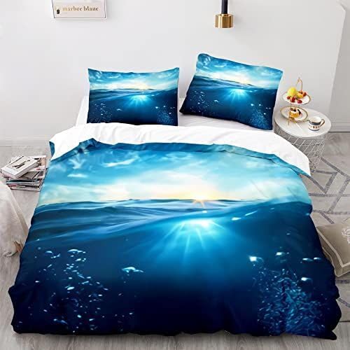 QBIDCSX Bettwäsche 135x200 Meerwasser Kinderbettwäsche Bettwäsche-Sets für Kinder Mädchen, Weiche und Angenehme Mikrofaser Bettbezüge 135x200 cm mit Reißverschluss + 2 Kissenbezug 80x80 cm von QBIDCSX