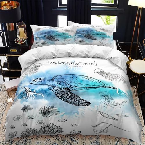 QBIDCSX Bettwäsche 135x200 Schildkröte Kinderbettwäsche Bettwäsche-Sets für Kinder Mädchen, Weiche Mikrofaser Bettbezüge 135x200 cm mit Reißverschluss + 2 Kissenbezug 80x80 cm QBIDCSX Bettwäsche 135x200 Schildkröte Kinderbettwäsche Bettwäsche-Sets für Kinder Mädchen, Weiche Mikrofaser Bettbezüge 135x200 cm mit Reißverschluss + 2 Kissenbezug 80x80 cm von QBIDCSX