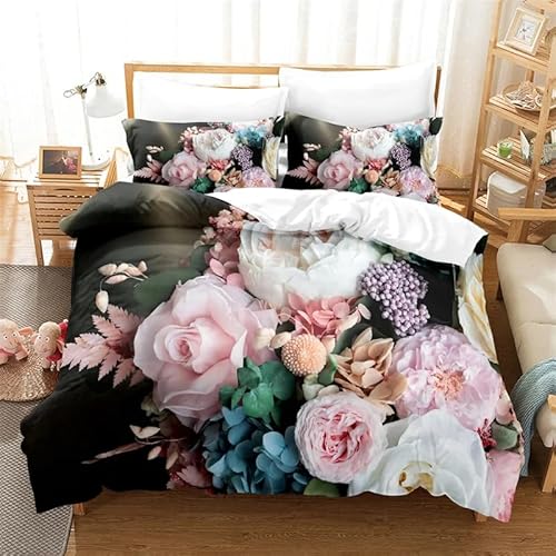 QBIDCSX Bettwäsche 155x220 Bettbezug Set 3teilig Blumen Bettbezug mit Reißverschluss, Weiche Angenehme Mikrofaser Bettwäsche-Sets für Erwachsene Jugendliche Kinder + 2 Kopfkissenbezug 80x80 cm QBIDCSX Bettwäsche 155x220 Bettbezug Set 3teilig Blumen Bettbezug mit Reißverschluss, Weiche Angenehme Mikrofaser Bettwäsche-Sets für Erwachsene Jugendliche Kinder + 2 Kopfkissenbezug 80x80 cm von QBIDCSX