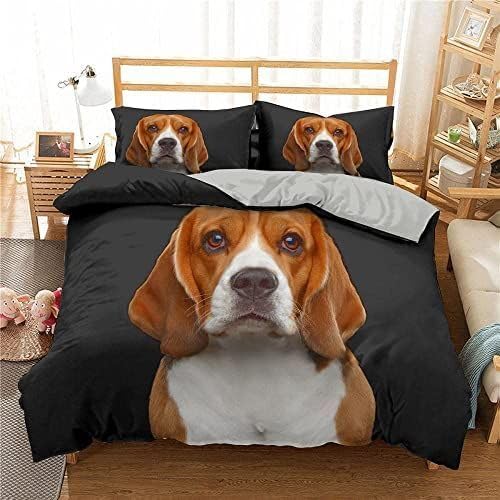QBIDCSX Bettwäsche 155x220 Bettbezug Set 3teilig Dackel Microfaser Bettwäsche-Sets, Weiche und Angenehme Bettbezüge mit Reißverschluss + 2 Kopfkissenbezug 80x80 cm für Kinder Jungs Mädchen von QBIDCSX